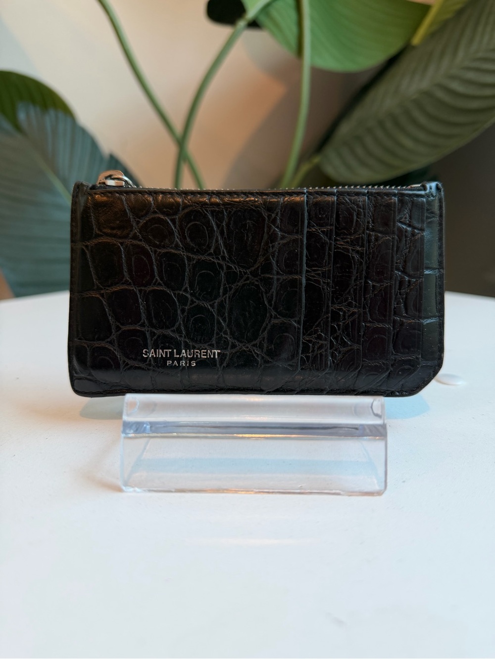 SAINT LAURENT PARIS ‘FRAGMENTS ZIPPED CARD CASE’